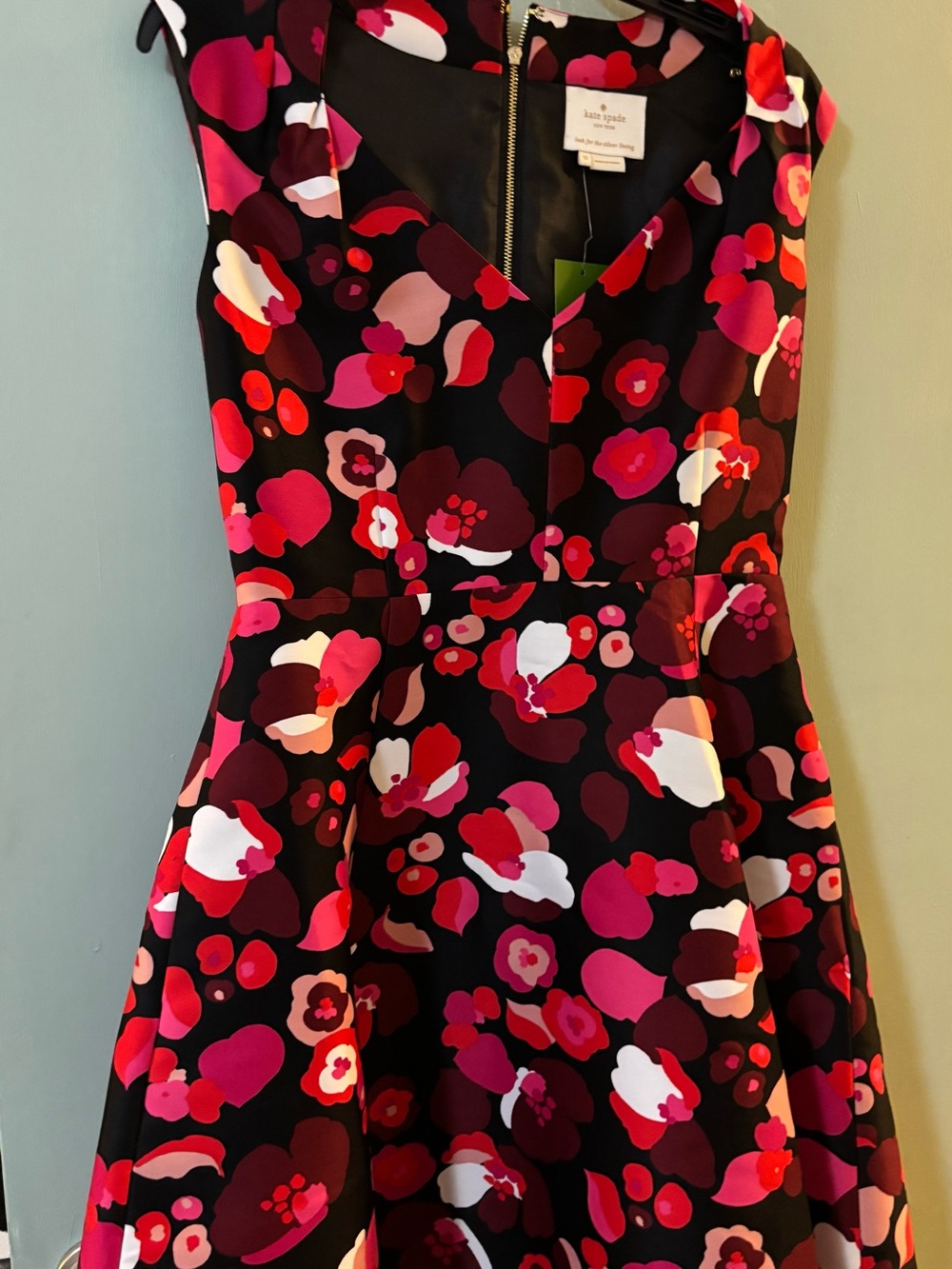 kate spade Black Dress with Pink and Red Floral Print
